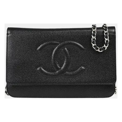 Chanel Black Calfskin Wallet On Chain WOC