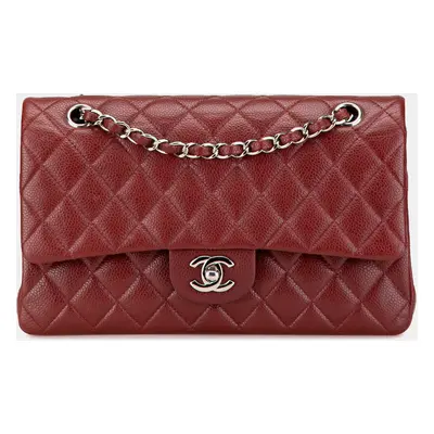 Chanel Red Caviar Leather Medium Classic Double Flap Shoulder Bag