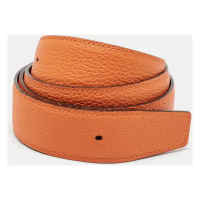 Hermès Orange/Noir Togo and Box Leather Reversible Belt Strap