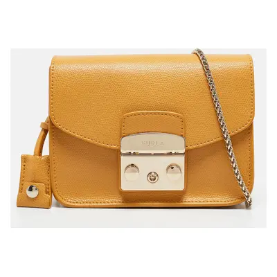 Furla Yellow Leather Mini Metropolis Chain Crossbody Bag