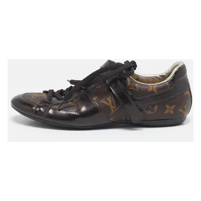 Louis Vuitton Brown Monogram Canvas and Patent Leather Low Top Sneakers Size 37.5