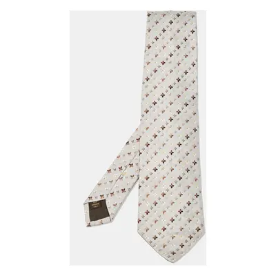 Louis Vuitton Grey Monogram Patterned Silk Tie