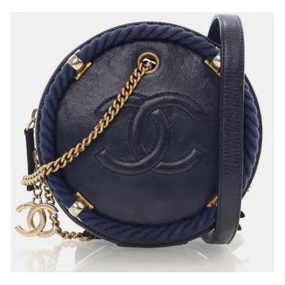 Chanel Blue Calfskin En Vogue Round Bag