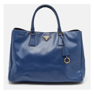 Prada Blue Saffiano Lux Leather Gardener's Tote