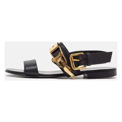 Giuseppe Zanotti Black Leather Zak Flat Sandals Size