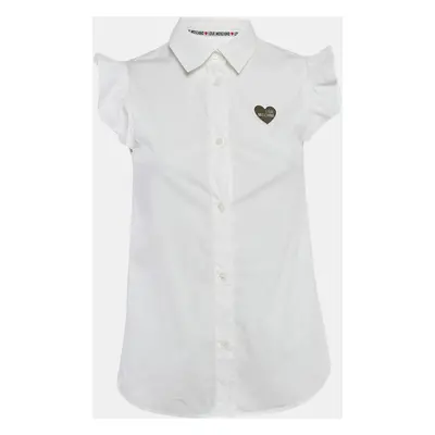 Love Moschino White Button Front Cap Sleeve Blouse