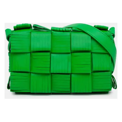 Bottega Veneta Green Nappa Intrecciato Leather Fringed Cassette Crossbody Bag