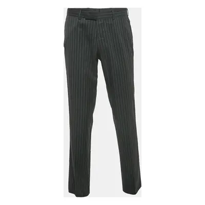 Hugo Boss Black Pinstripe Wool Formal Trousers