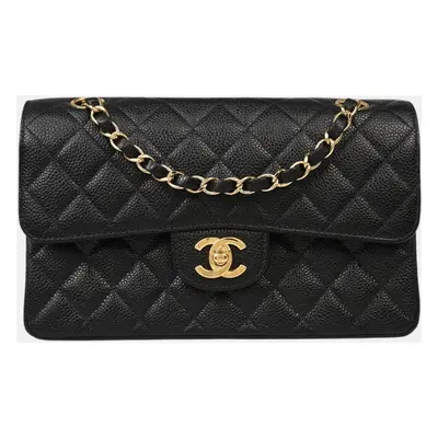 Chanel Black Calfskin Small Classic Double Flap Shoulder Bag