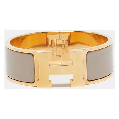 Hermès Clic Clac H Enamel Rose Gold Plated Wide Bracelet