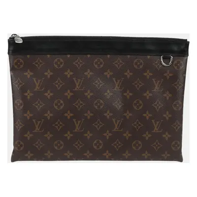 Louis Vuitton GM Size Monogram Macassar Canvas Discovery Pochette Clutch Bag