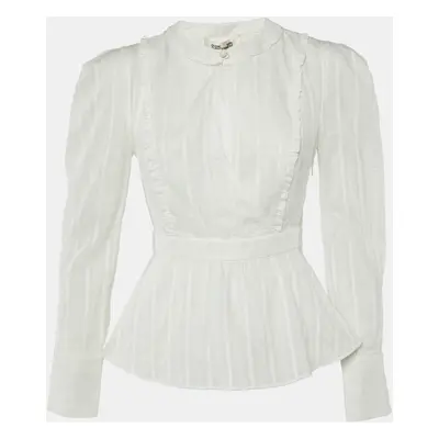 Diane Von Furstenberg White Cotton Erin Peplum Top