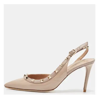 Valentino Dusty Pink Patent Leather Rockstud D'orsay Slingback Pumps Size