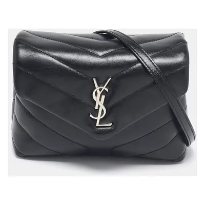 Saint Laurent Black Quilted Leather Toy Loulou Crossbody Bag