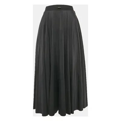 Valentino Black Pleated Nylon Maxi Skirt