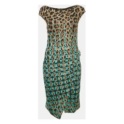 Roberto Cavalli Brown Printed Jersey Short Dress