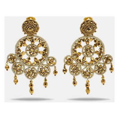 Oscar de la Renta Crystal Beads Gold Tone Earrings