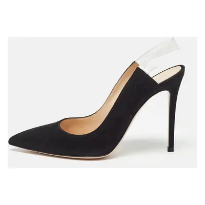 Gianvito Rossi Black Suede and PVC Slingback Pumps Size