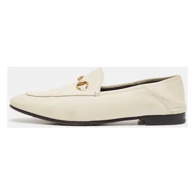 Gucci Cream Leather Jordaan Loafers Size 41.5