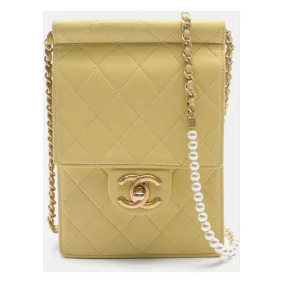 Chanel Yellow Leather Matelasse Shoulder Bag