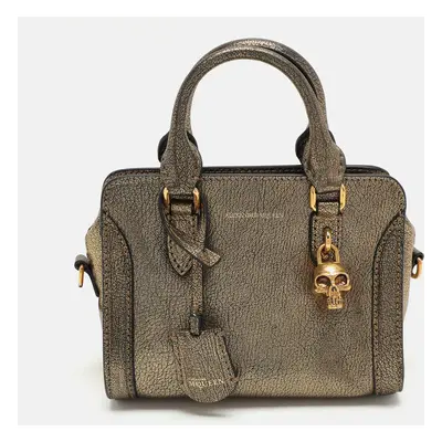 Alexander McQueen Gold Textured Leather Heroine Satchel