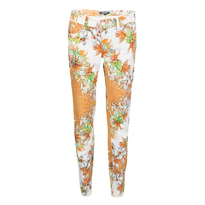 Just Cavalli Multicolor Floral And Python Print Straight Fit Jeans