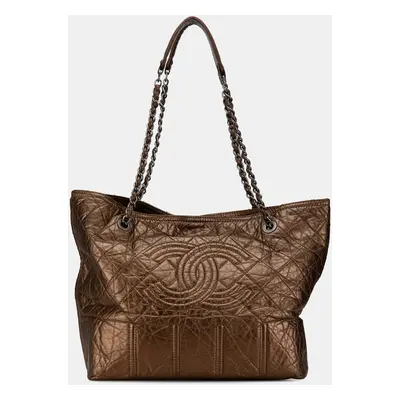 Chanel Brown Distressed Calfskin Shopping In Moscow Tote