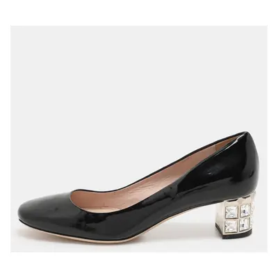 Miu Miu Black Patent Leather Embellished Pumps Size 36.5