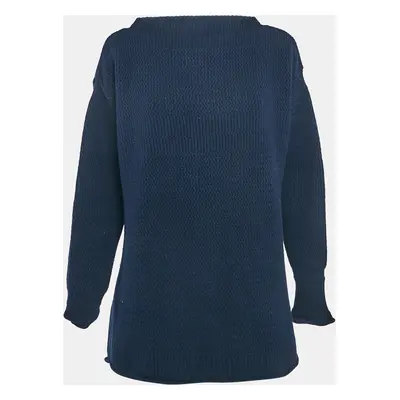 Maison Martin Margiela Navy Blue Patterned Wool Knit Sweater