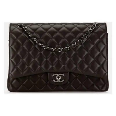 Chanel Black Lambskin Maxi Classic Double Flap Bag