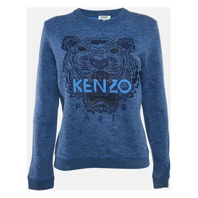 Kenzo Blue Tiger Lurex Embroidery Crew Neck Sweatshirt