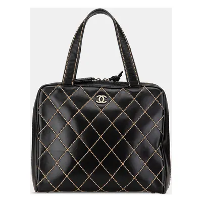 Chanel Black CC Lambskin Wild Stitch Handbag