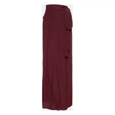 Kenzo Maroon Silk Wrap Maxi Skirt