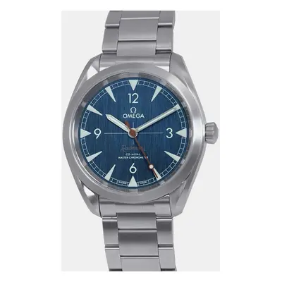 Omega Blue Stainless Steel Seamaster Automatic Men's Wristwatch mm