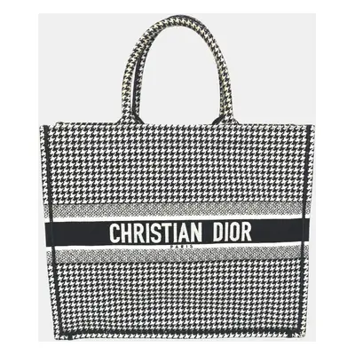 Dior White/Black Houndstooth Book Tote Bag