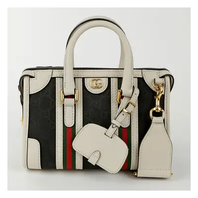 Gucci GG Canvas with Leather Mini Double G Web Top Handle Bag