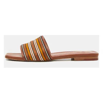 Loro Piana Brown Leather Flat Slides Size