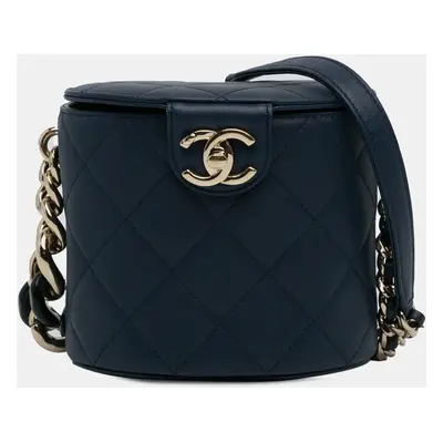 Chanel Blue CC Round Vanity Bag