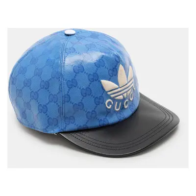 Gucci X Adidas Blue GG Supreme Coated Canvas Baseball Cap