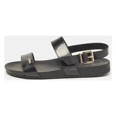 Fendi Black Patent Leather Strap Buckle Flats Size