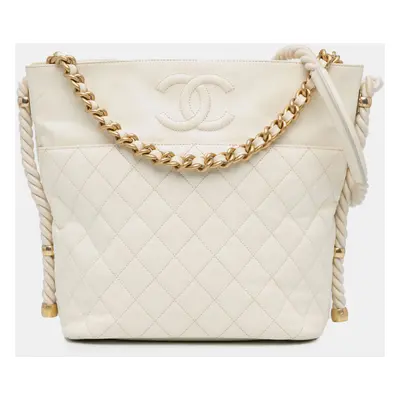 Chanel White Calfskin En Vogue Rope Satchel Bag