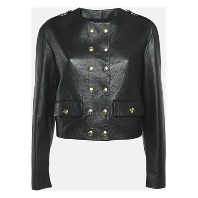 Celine Black Leather Doble Breasted Jacket