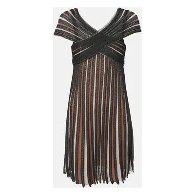 M Missoni Brown/Black Striped Knit Fabric Mini Dress