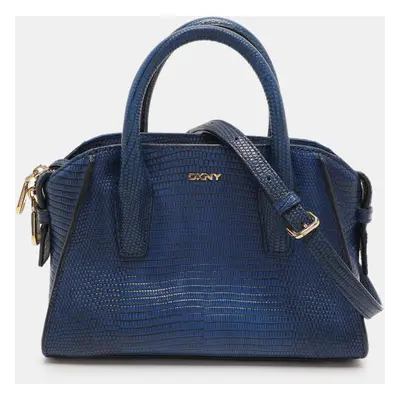 Dkny Blue Lizard Embossed Leather Chelsea Satchel