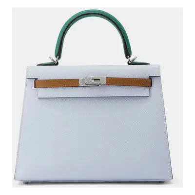 Hermes Tricolor Blue Blum/Gold/Vert Jade Epsom Kelly Sellier Bag