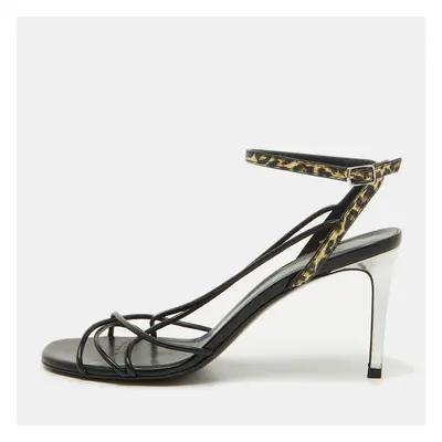 Saint Laurent Black Leather Ankle Strap Sandals Size