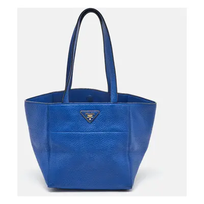 Prada Royal Blue Vitello Diano Leather Shopper Tote