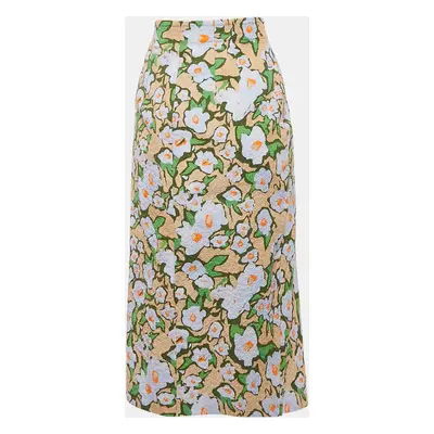 Sportmax Green Floral Print Cotton Ocarina Pencil Skirt