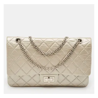 Chanel Silver Quilted Aged Leather Reissue 2.55 Flap Bag