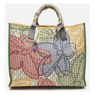 Carolina Herrera Multicolor Canvas and Leather Chic Jasmine Shopper Tote